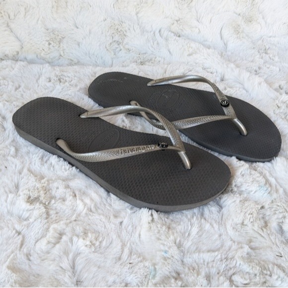 Havaiana Gray Flip Flops 39-40 beach wear, summer, pool - Picture 1 of 5